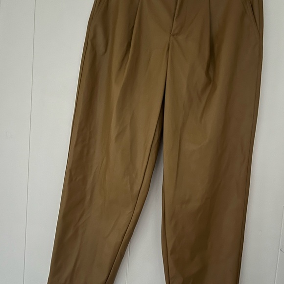 A New Day Brown Pleather Trousers Pants Faux Leather New Tags Size 6 - Picture 7 of 16